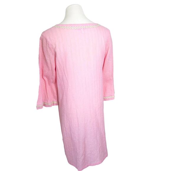 Lilly Pulitzer Textured Metallic Stripe Tunic Dress in Pastel Pink Gold Large - Picture 2 of 12